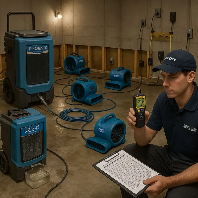 Structural Drying and Dehumidification process in Pleasant Run Farm, OH